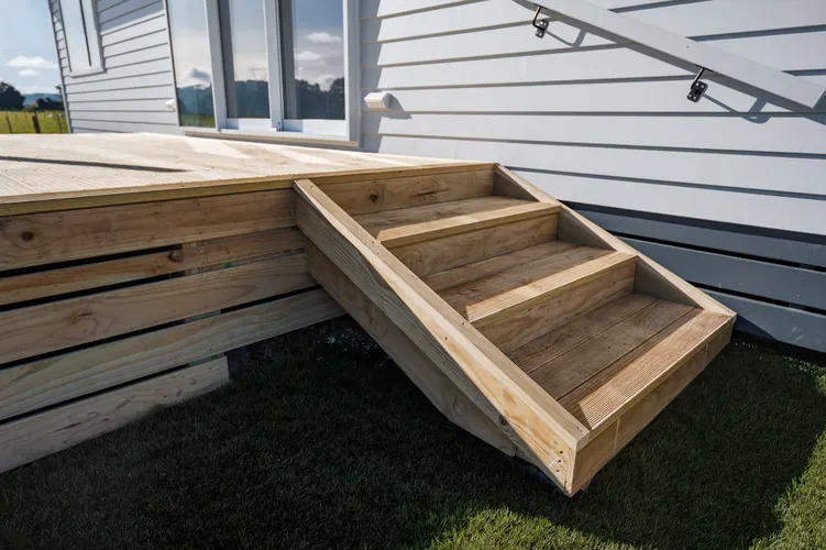 New stairs leading to a new timber deck built for outdoor living and entertaining