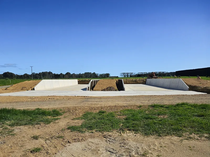 Silage bunker construction completed and empty, ready to be filled with silage