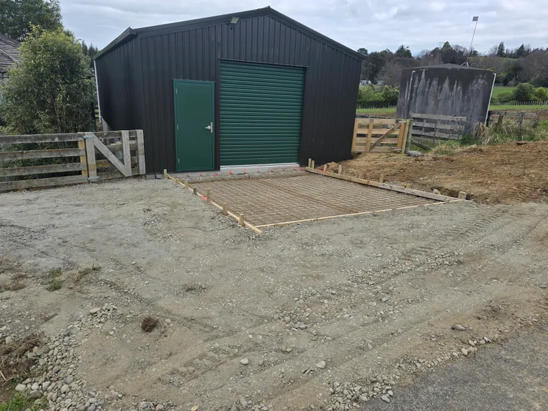 Preparation for concrete slab outside shed