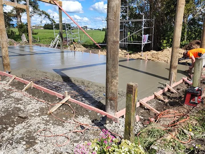 Concrete floor poured for new garage build in the Manawatu