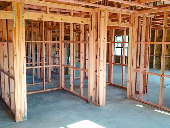 Residential framing work during a new home build in Feilding