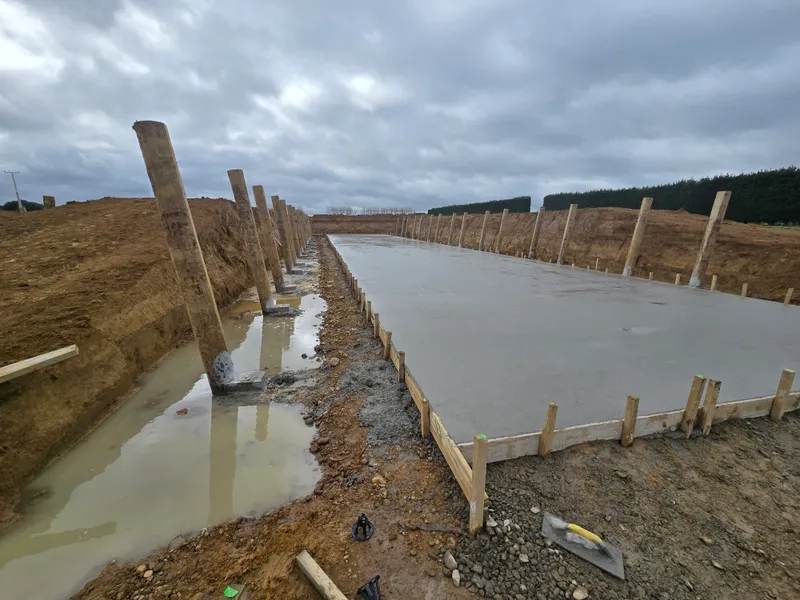 Concrete floor completed for a silage bunker