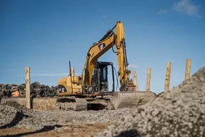 Digger working on silange bunker construction Manawatu